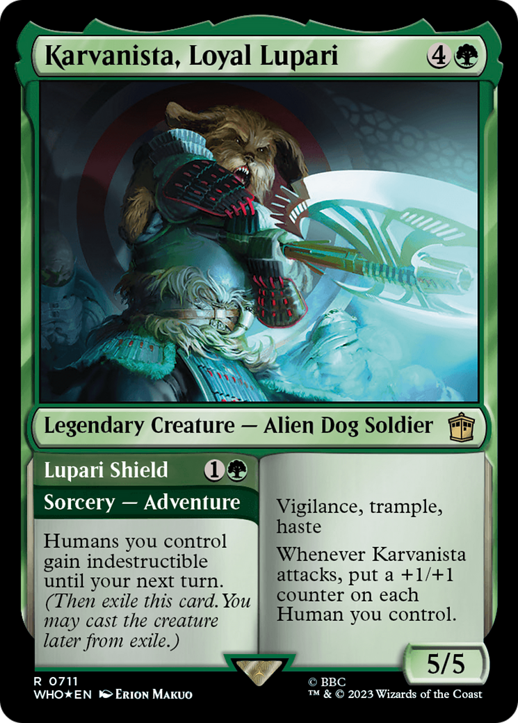 Karvanista, Loyal Lupari // Lupari Shield (Surge Foil) [Doctor Who] | Game Master's Emporium (The New GME)