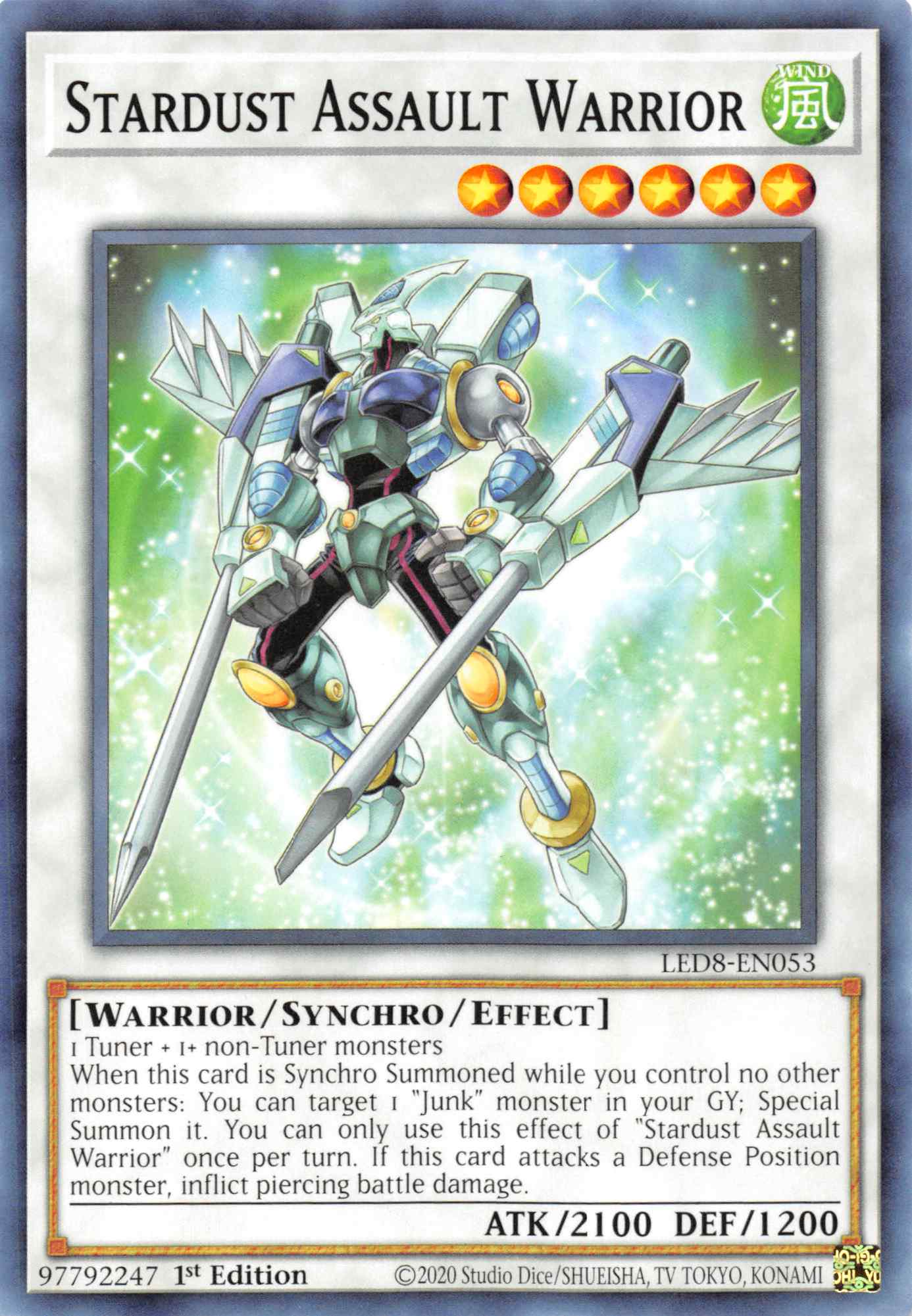 Stardust Assault Warrior [LED8-EN053] Common | Game Master's Emporium (The New GME)