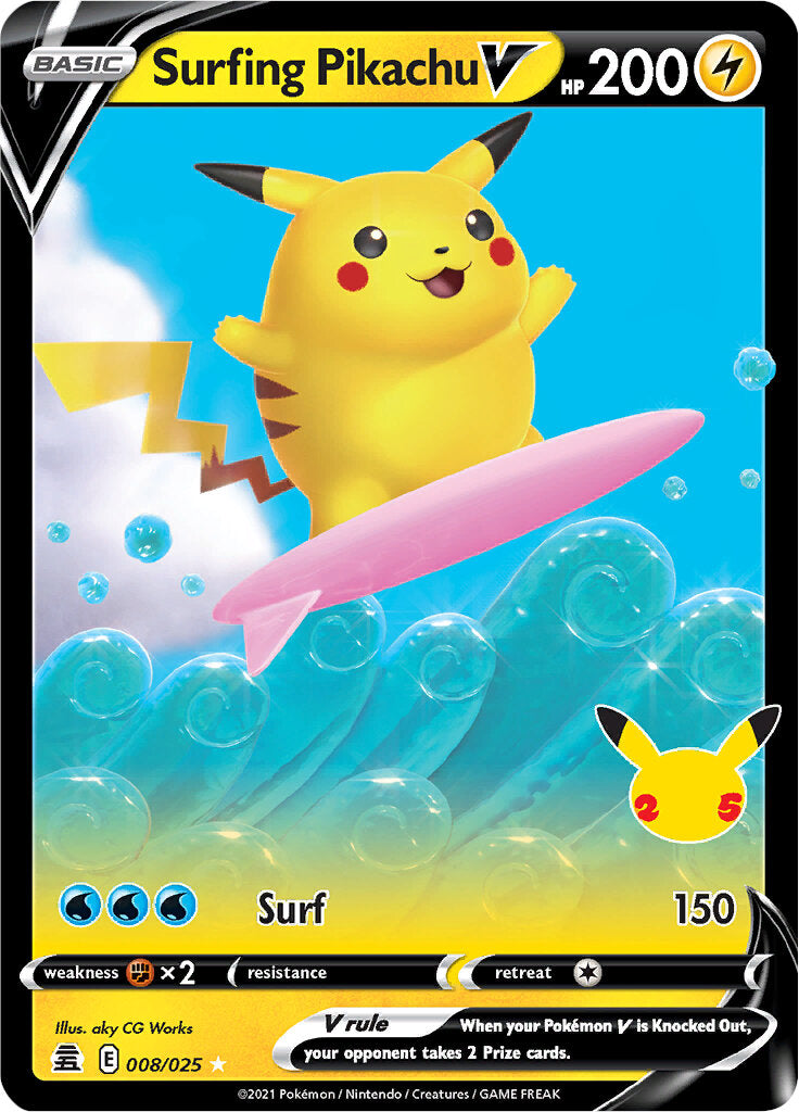 Surfing Pikachu V (008/025) [Celebrations: 25th Anniversary] | Game Master's Emporium (The New GME)