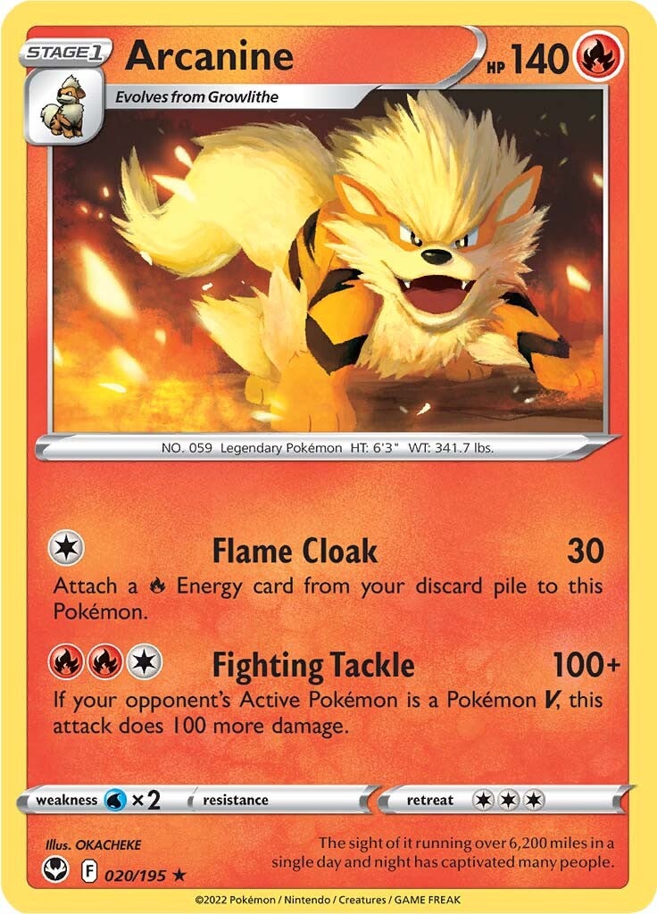 Arcanine (020/195) [Sword & Shield: Silver Tempest] | Game Master's Emporium (The New GME)