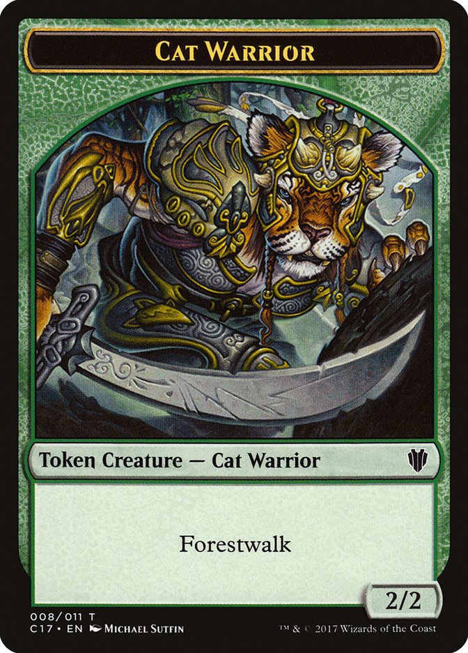 Cat Warrior (008) // Rat (003) Double-Sided Token [Commander 2017 Tokens] | Game Master's Emporium (The New GME)