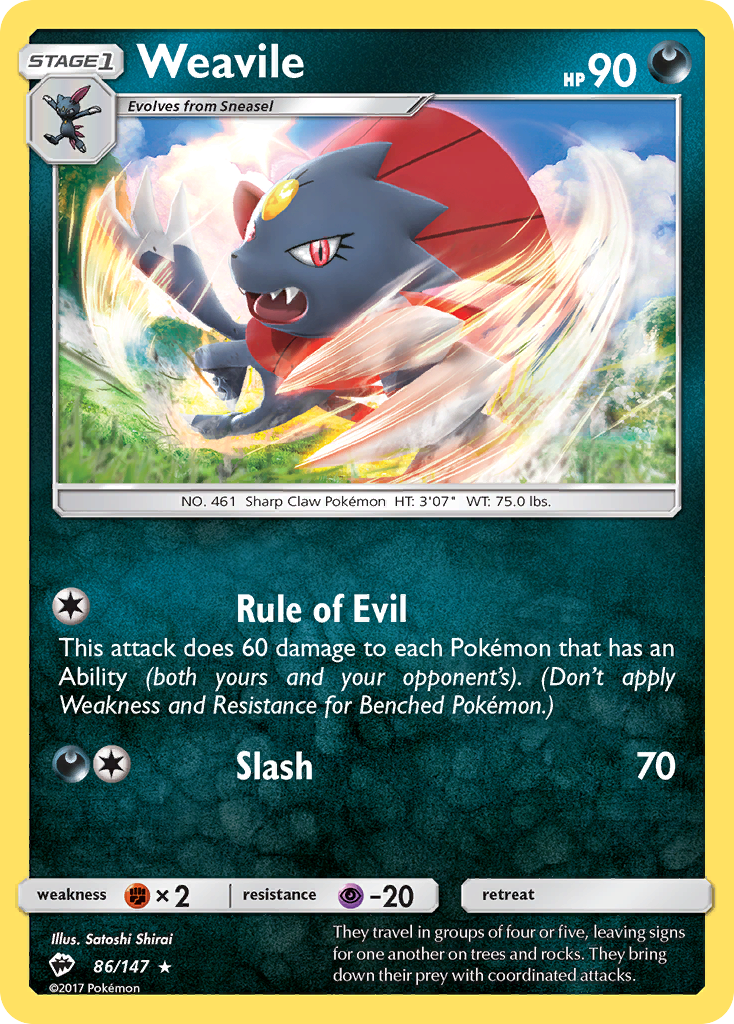 Weavile (86/147) [Sun & Moon: Burning Shadows] | Game Master's Emporium (The New GME)