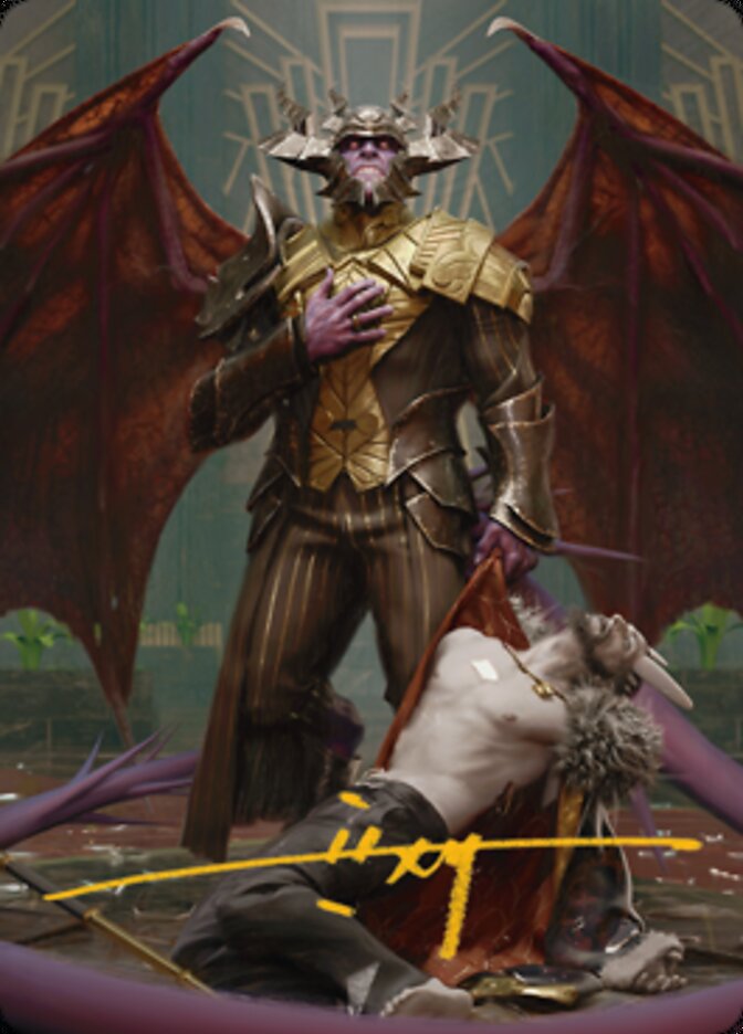 Ob Nixilis, the Adversary 1 Art Card (Gold-Stamped Signature) [Streets of New Capenna Art Series] | Game Master's Emporium (The New GME)