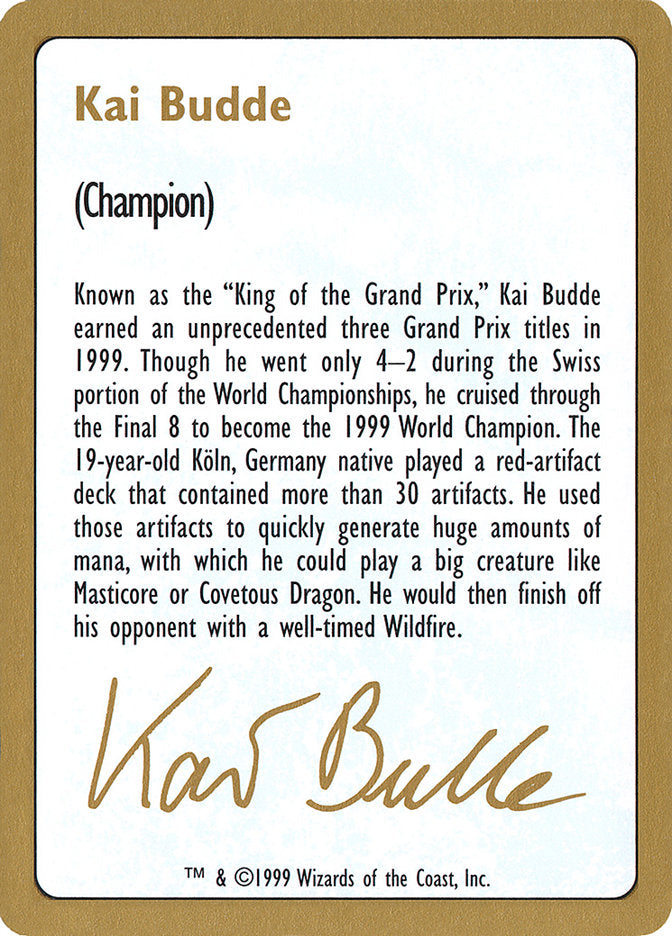 Kai Budde Bio [World Championship Decks 1999] | Game Master's Emporium (The New GME)