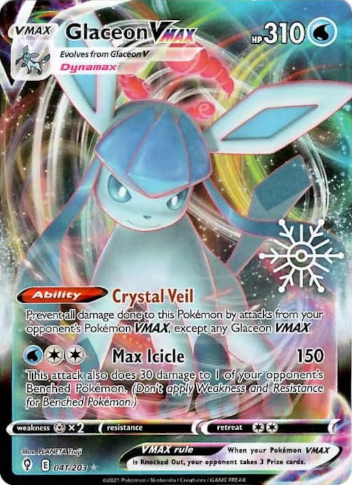 Glaceon VMAX (041/203) (Holiday Calendar) [Sword & Shield: Evolving Skies] | Game Master's Emporium (The New GME)
