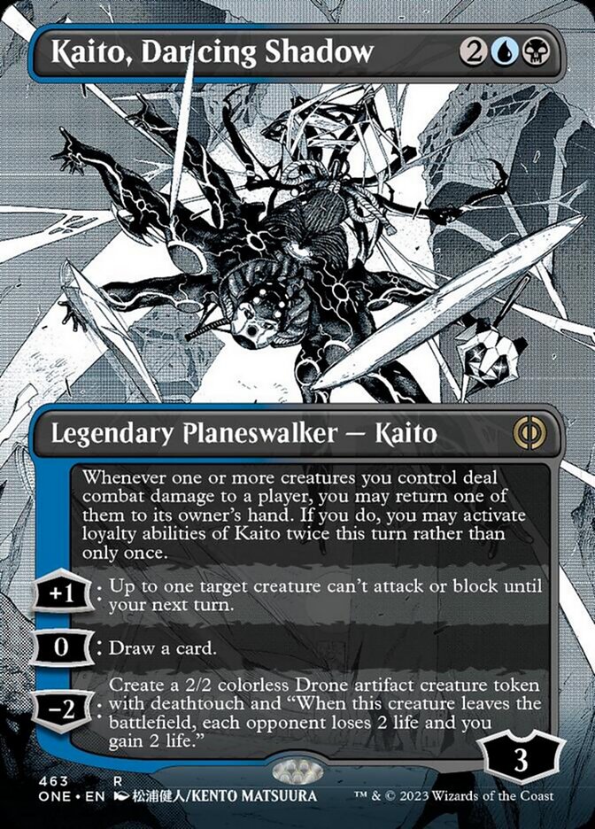 Kaito, Dancing Shadow (Borderless Manga Step-and-Compleat Foil) [Phyrexia: All Will Be One] | Game Master's Emporium (The New GME)