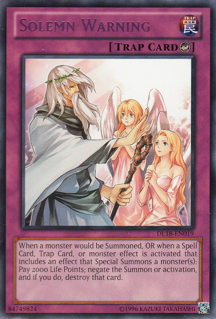 Solemn Warning (Purple) [DL18-EN019] Rare | Game Master's Emporium (The New GME)