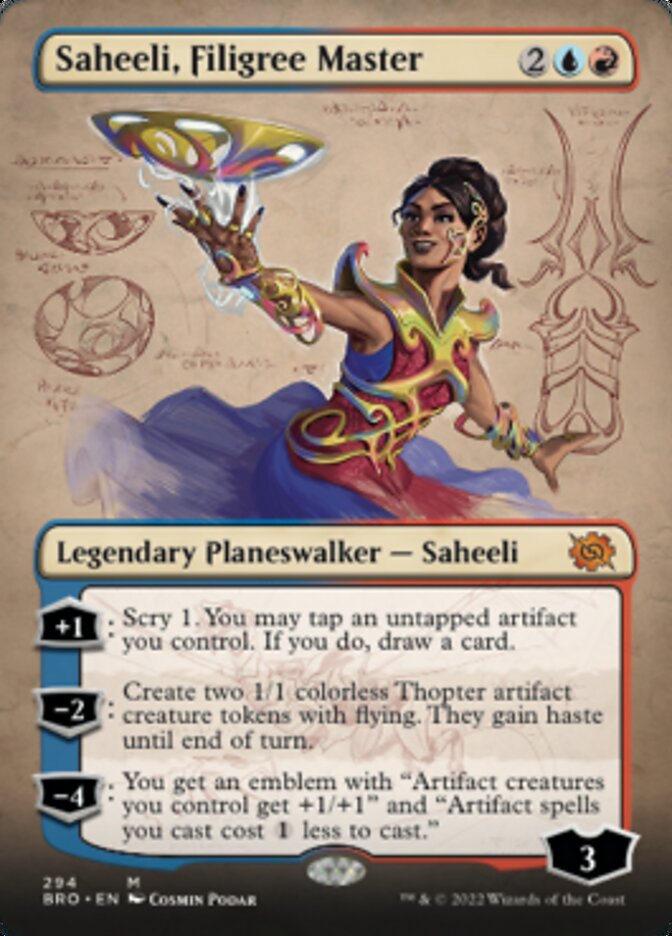 Saheeli, Filigree Master (Borderless Alternate Art) [The Brothers' War] | Game Master's Emporium (The New GME)