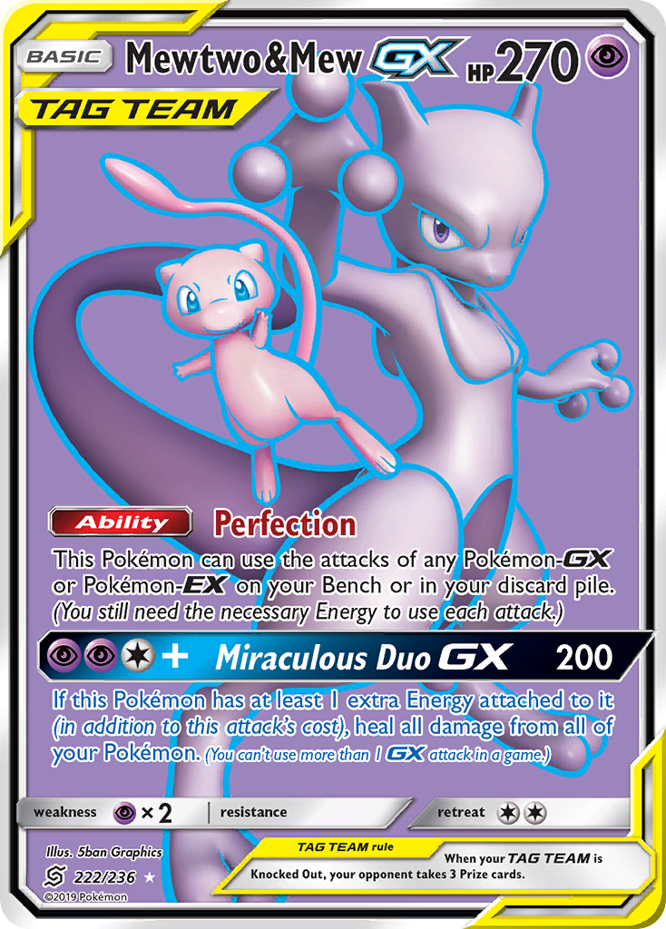 Mewtwo & Mew GX (222/236) [Sun & Moon: Unified Minds] | Game Master's Emporium (The New GME)