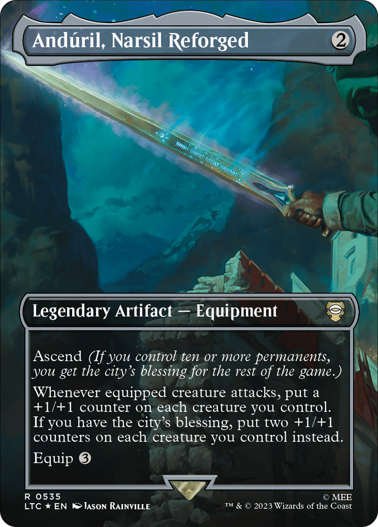 Anduril, Narsil Reforged (Borderless) (Surge Foil) [The Lord of the Rings: Tales of Middle-Earth Commander] | Game Master's Emporium (The New GME)