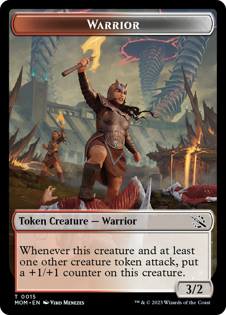 Warrior // Dinosaur Double-Sided Token [March of the Machine Tokens] | Game Master's Emporium (The New GME)