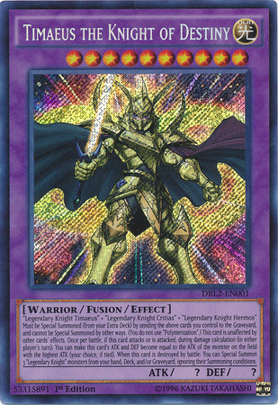 Timaeus the Knight of Destiny [DRL2-EN001] Secret Rare | Game Master's Emporium (The New GME)