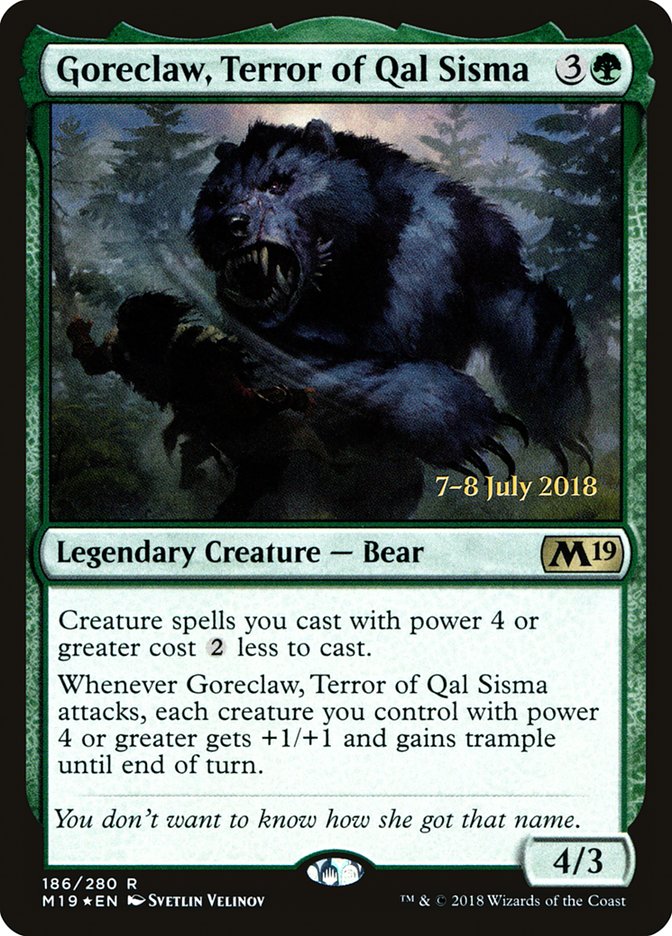 Goreclaw, Terror of Qal Sisma [Core Set 2019 Prerelease Promos] | Game Master's Emporium (The New GME)