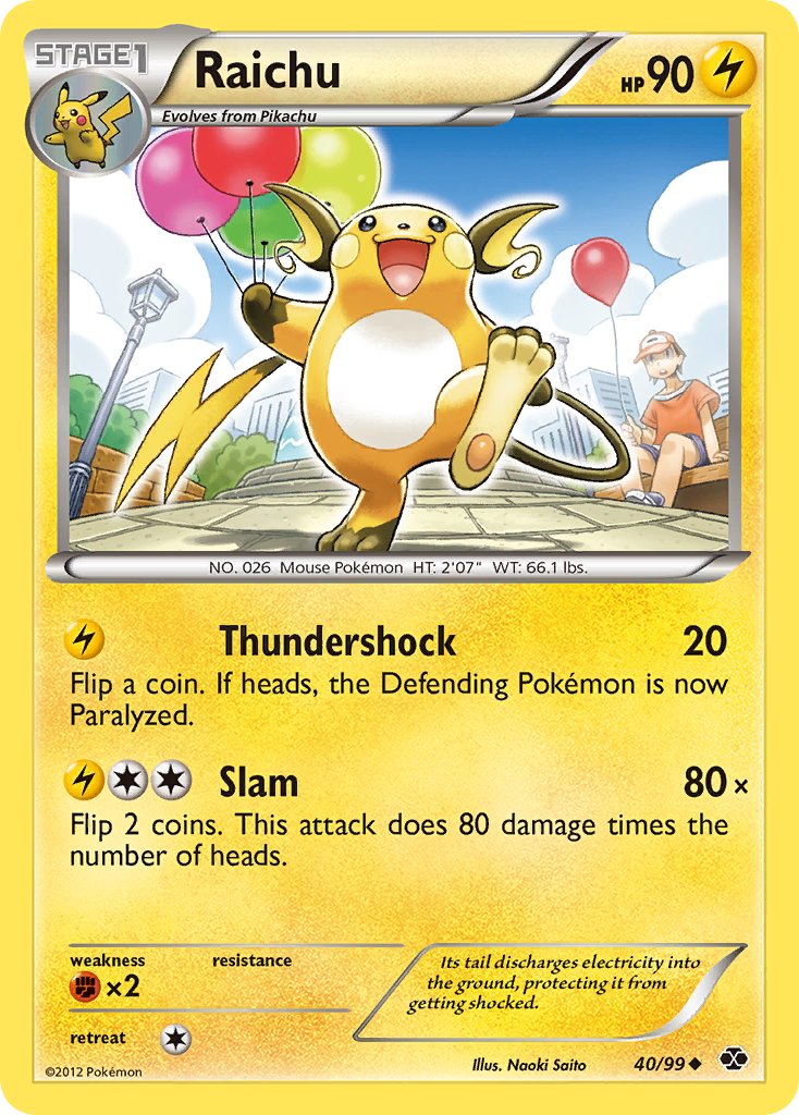 Raichu (40/99) (Cosmos Holo) (Blister Exclusive) [Black & White: Next Destinies] | Game Master's Emporium (The New GME)