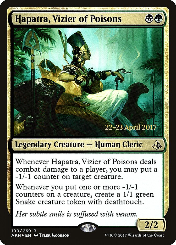 Hapatra, Vizier of Poisons [Amonkhet Prerelease Promos] | Game Master's Emporium (The New GME)