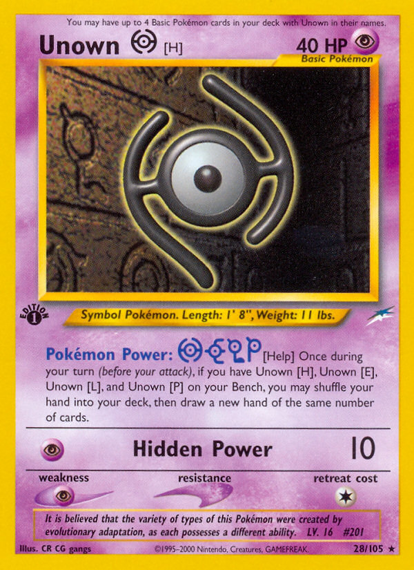 Unown [H] (28/105) [Neo Destiny 1st Edition] | Game Master's Emporium (The New GME)