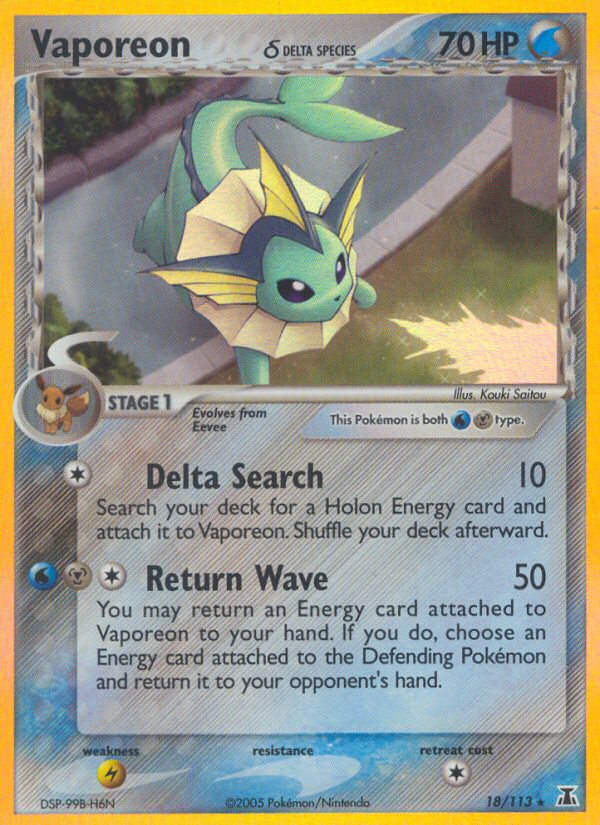 Vaporeon (18/113) (Delta Species) [EX: Delta Species] | Game Master's Emporium (The New GME)