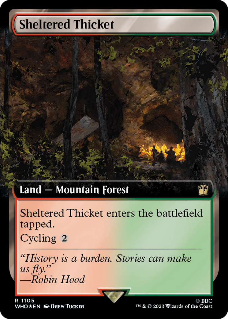 Sheltered Thicket (Extended Art) (Surge Foil) [Doctor Who] | Game Master's Emporium (The New GME)