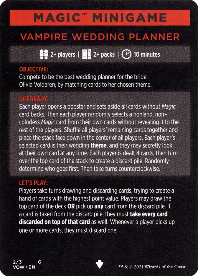 Vampire Wedding Planner (Magic Minigame) [Innistrad: Crimson Vow Minigame] | Game Master's Emporium (The New GME)