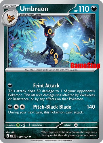 Umbreon (130/197) (GameStop Exclusive) [Scarlet & Violet: Obsidian Flames] | Game Master's Emporium (The New GME)