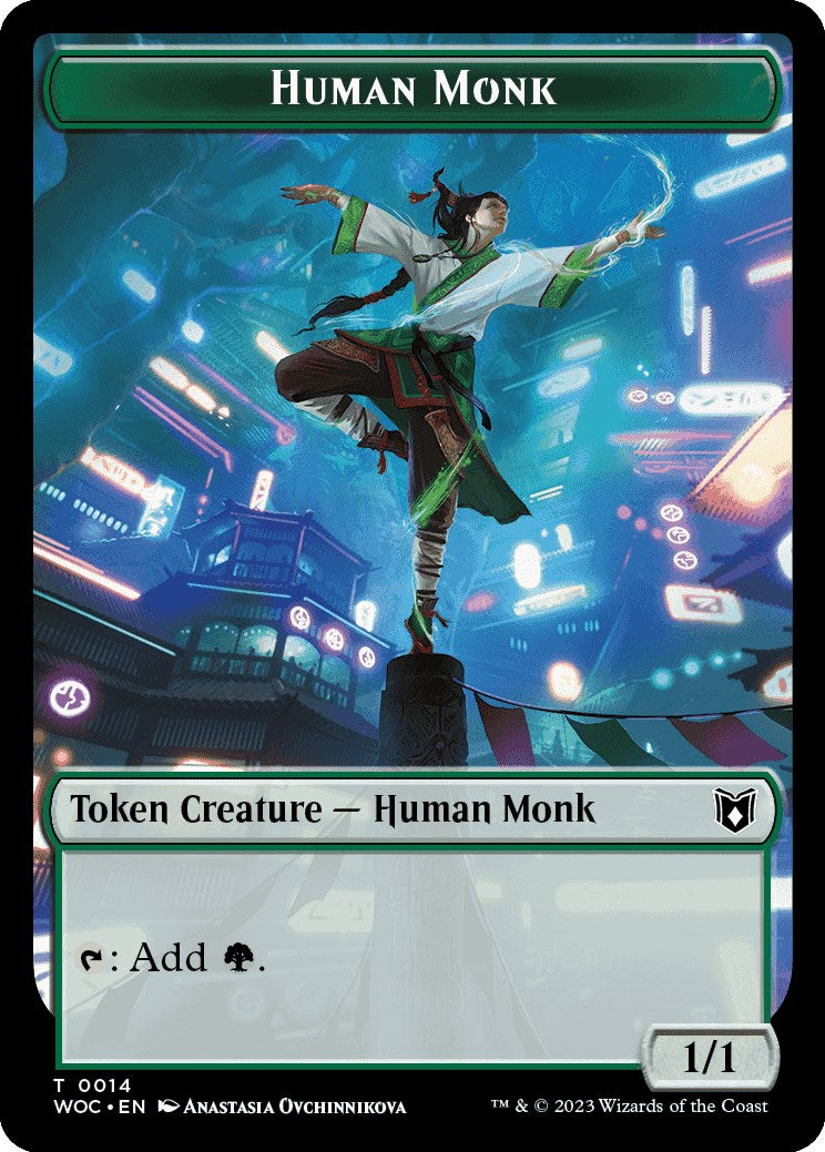 Human Monk // Saproling Double-Sided Token [Wilds of Eldraine Commander Tokens] | Game Master's Emporium (The New GME)