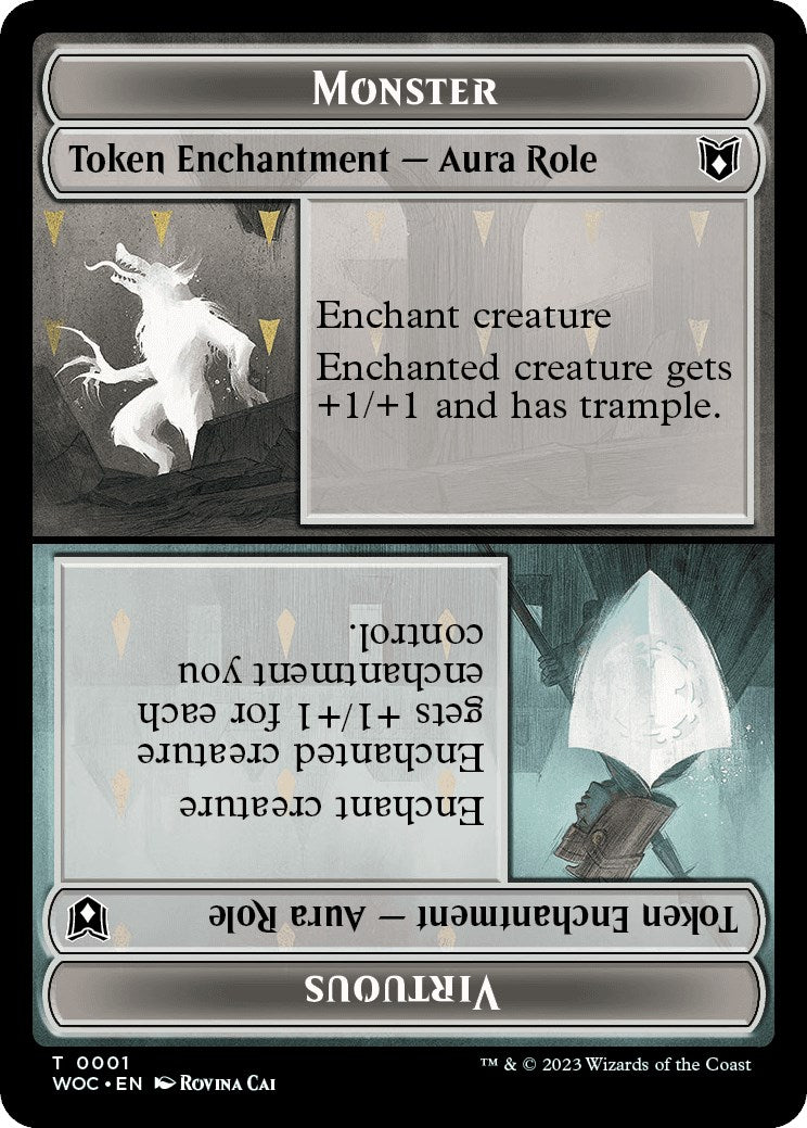 Monster Role / Virtuous Role // Royal Role / Virtuous Role Double-Sided Token [Wilds of Eldraine Commander Tokens] | Game Master's Emporium (The New GME)