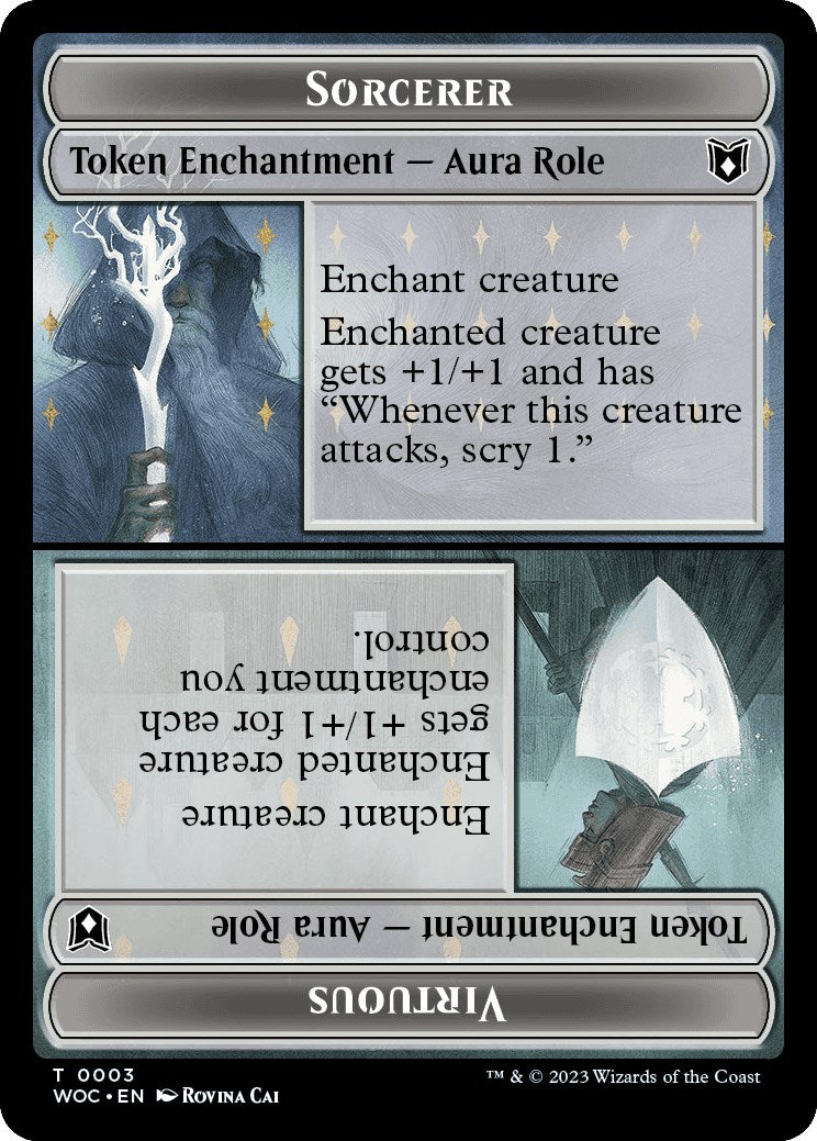 Sorcerer Role / Virtuous Role // Monster Role / Virtuous Role Double-Sided Token [Wilds of Eldraine Commander Tokens] | Game Master's Emporium (The New GME)