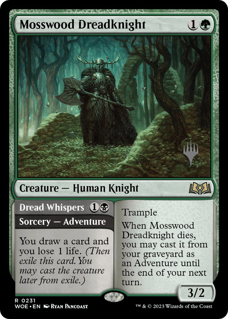 Mosswood Dreadknight // Dread Whispers (Promo Pack) [Wilds of Eldraine Promos] | Game Master's Emporium (The New GME)