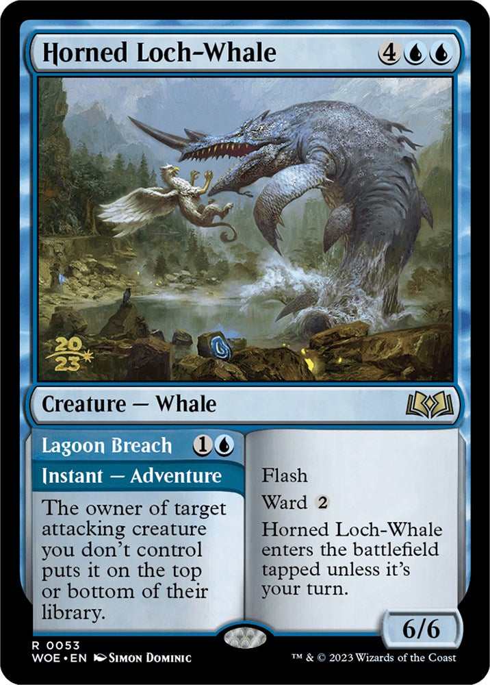 Horned Loch-Whale // Lagoon Breach [Wilds of Eldraine Prerelease Promos] | Game Master's Emporium (The New GME)