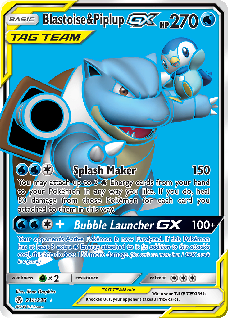 Blastoise & Piplup GX (214/236) [Sun & Moon: Cosmic Eclipse] | Game Master's Emporium (The New GME)