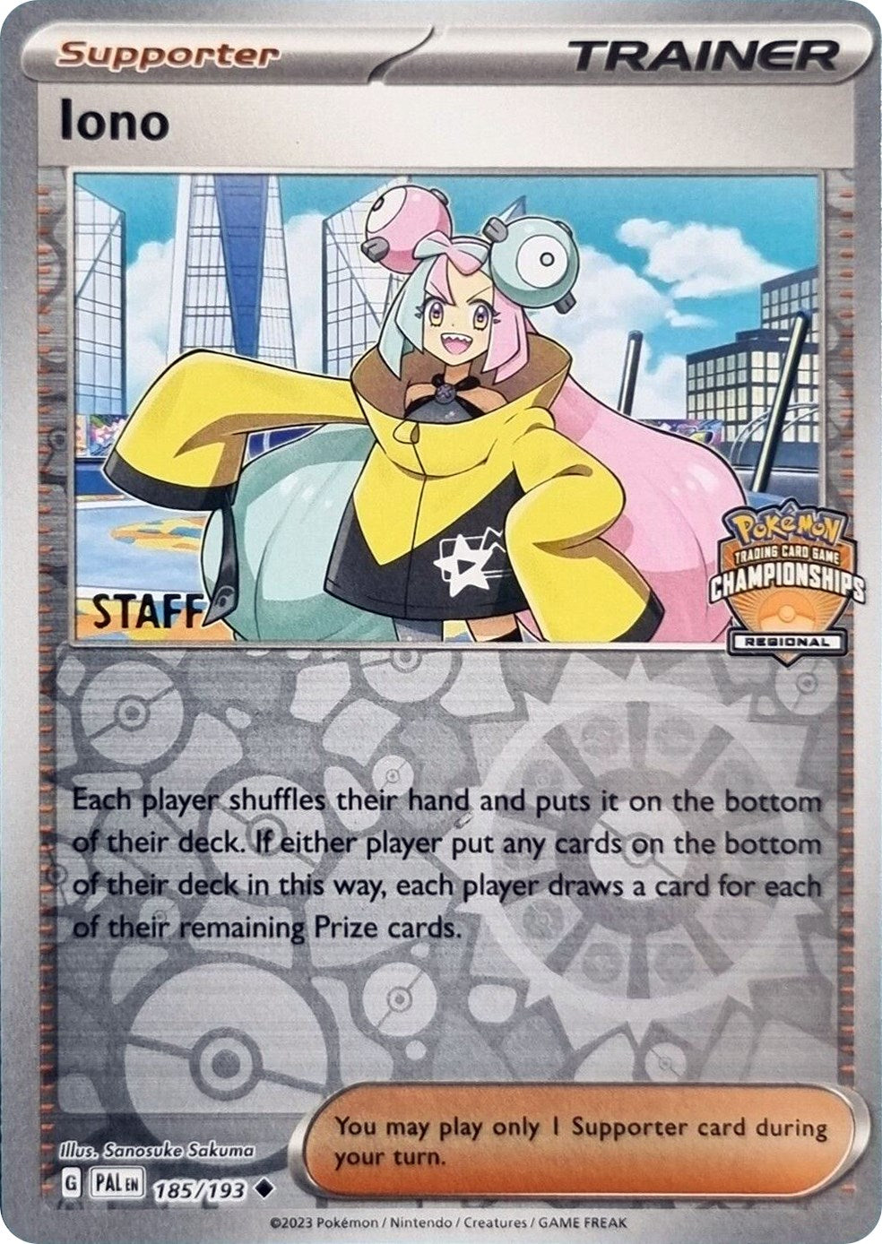 Iono (185/193) (Regional Championships Promo Staff) [League & Championship Cards] | Game Master's Emporium (The New GME)