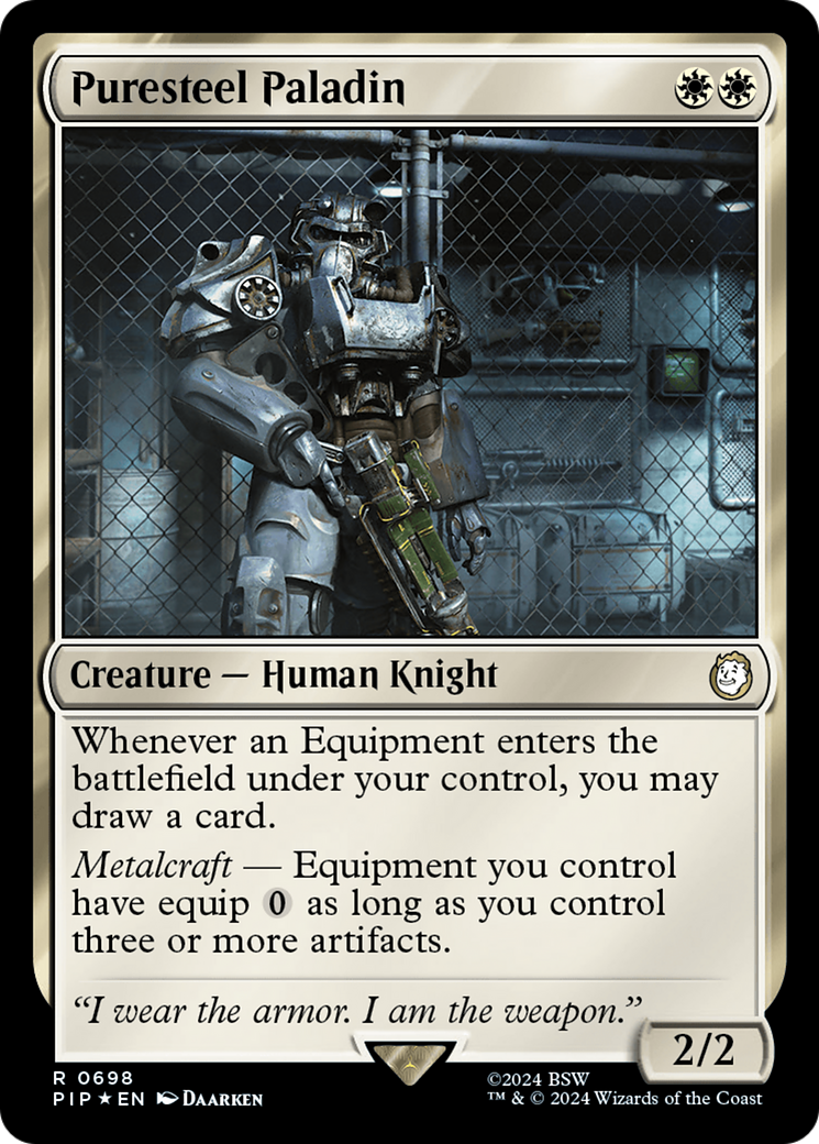 Puresteel Paladin (Surge Foil) [Fallout] | Game Master's Emporium (The New GME)