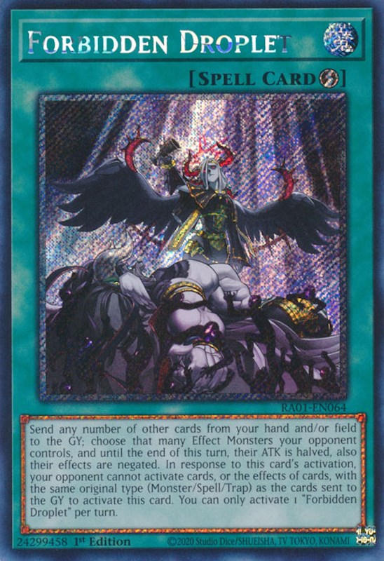 Forbidden Droplet [RA01-EN064] Platinum Secret Rare | Game Master's Emporium (The New GME)