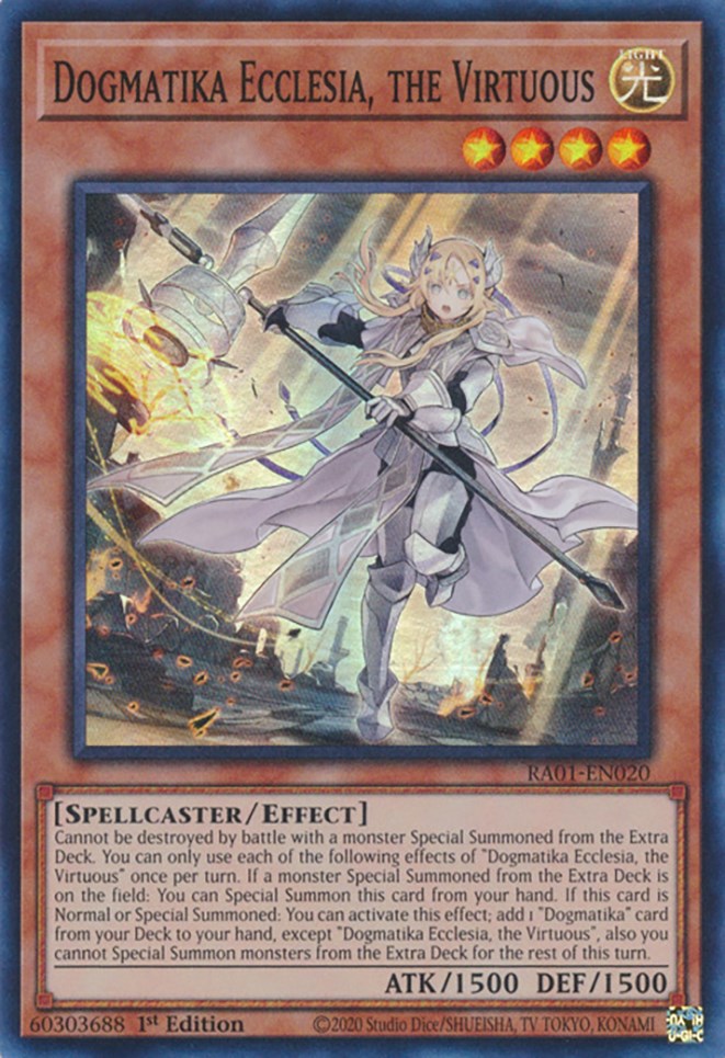 Dogmatika Ecclesia, the Virtuous [RA01-EN020] Super Rare | Game Master's Emporium (The New GME)