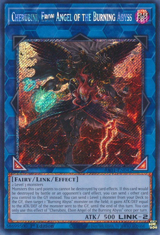 Cherubini, Ebon Angel of the Burning Abyss [RA01-EN042] Platinum Secret Rare | Game Master's Emporium (The New GME)