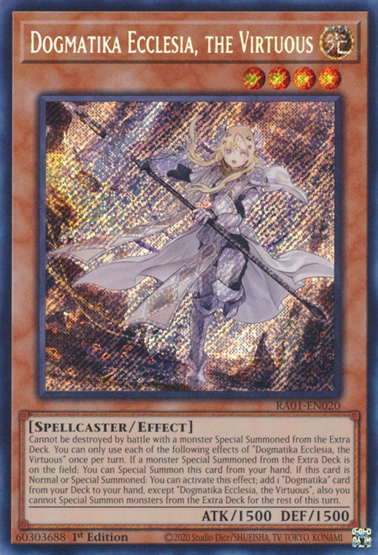 Dogmatika Ecclesia, the Virtuous [RA01-EN020] Secret Rare | Game Master's Emporium (The New GME)