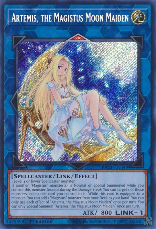 Artemis, the Magistus Moon Maiden [RA01-EN049] Secret Rare | Game Master's Emporium (The New GME)