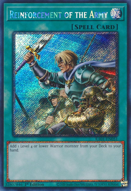 Reinforcement of the Army [RA01-EN051] Platinum Secret Rare | Game Master's Emporium (The New GME)