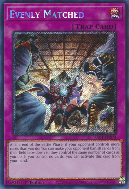 Evenly Matched [RA01-EN074] Platinum Secret Rare | Game Master's Emporium (The New GME)