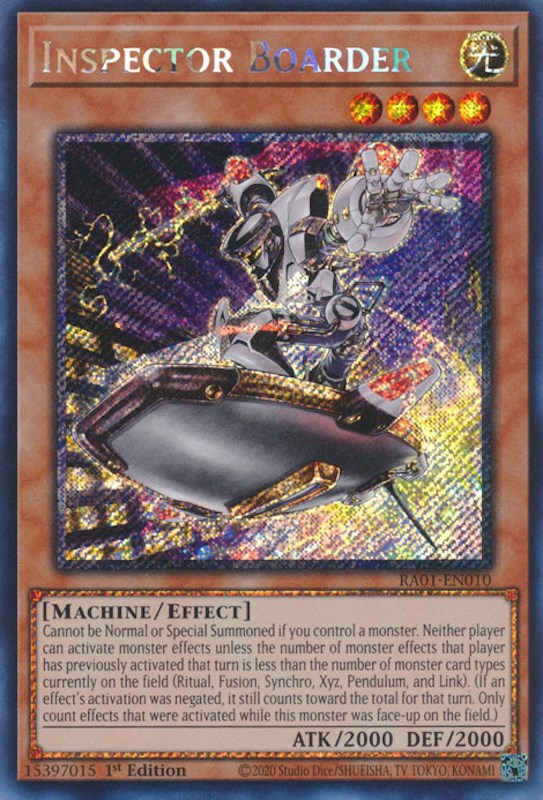 Inspector Boarder [RA01-EN010] Platinum Secret Rare | Game Master's Emporium (The New GME)