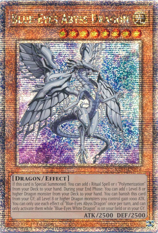 Blue-Eyes Abyss Dragon [RA01-EN016] Quarter Century Secret Rare | Game Master's Emporium (The New GME)
