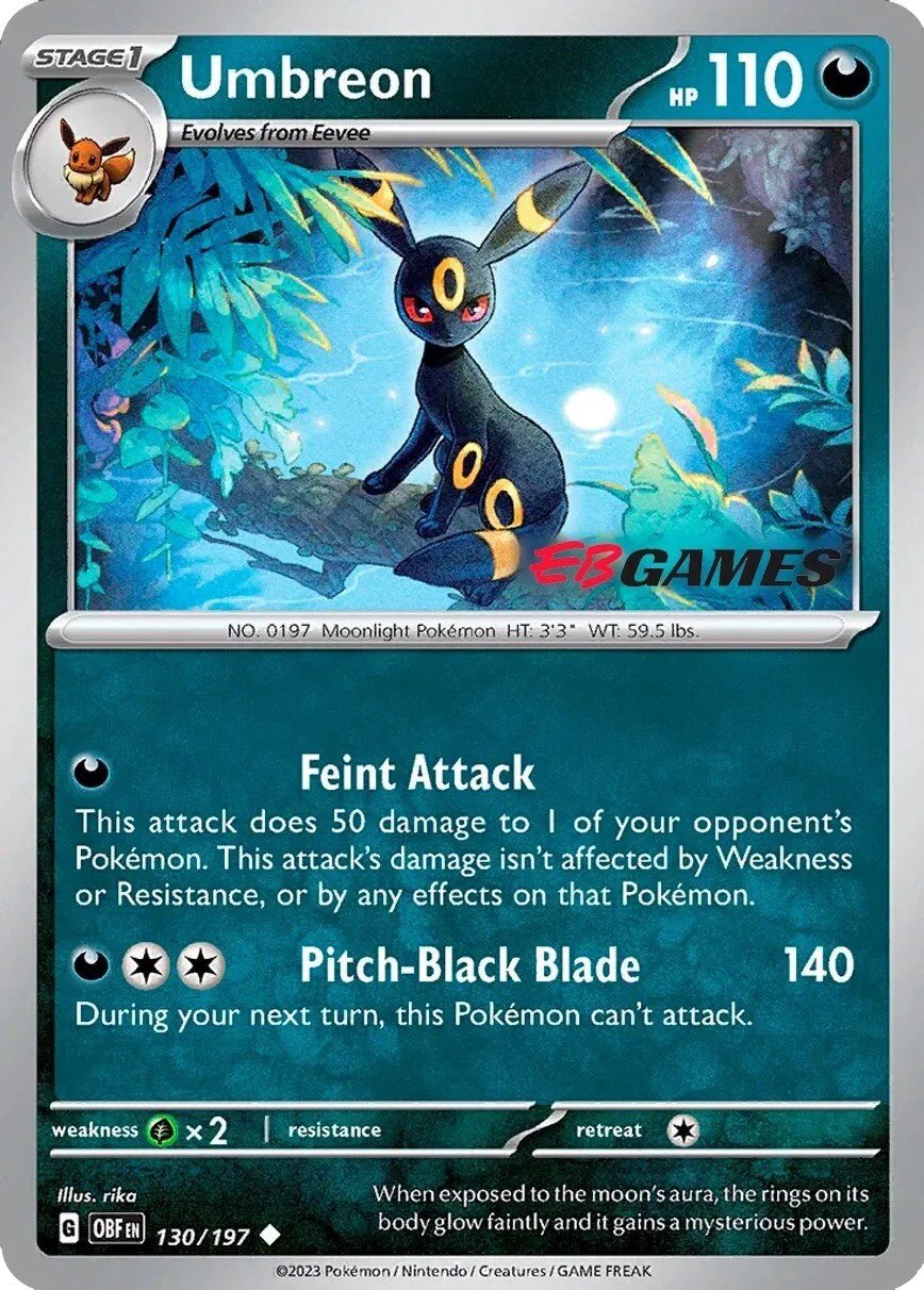 Umbreon (130/197) (EBGames Exclusive) [Scarlet & Violet: Obsidian Flames] | Game Master's Emporium (The New GME)