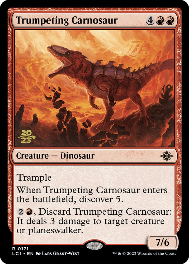 Trumpeting Carnosaur [The Lost Caverns of Ixalan Prerelease Cards] | Game Master's Emporium (The New GME)