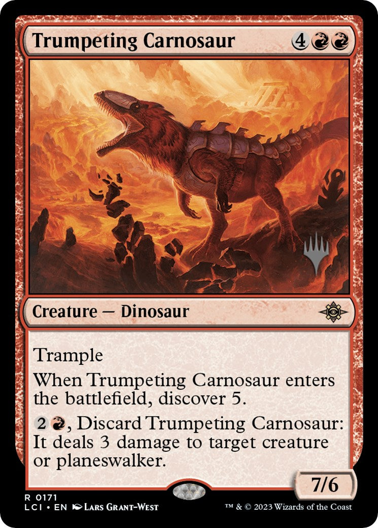 Trumpeting Carnosaur (Promo Pack) [The Lost Caverns of Ixalan Promos] | Game Master's Emporium (The New GME)