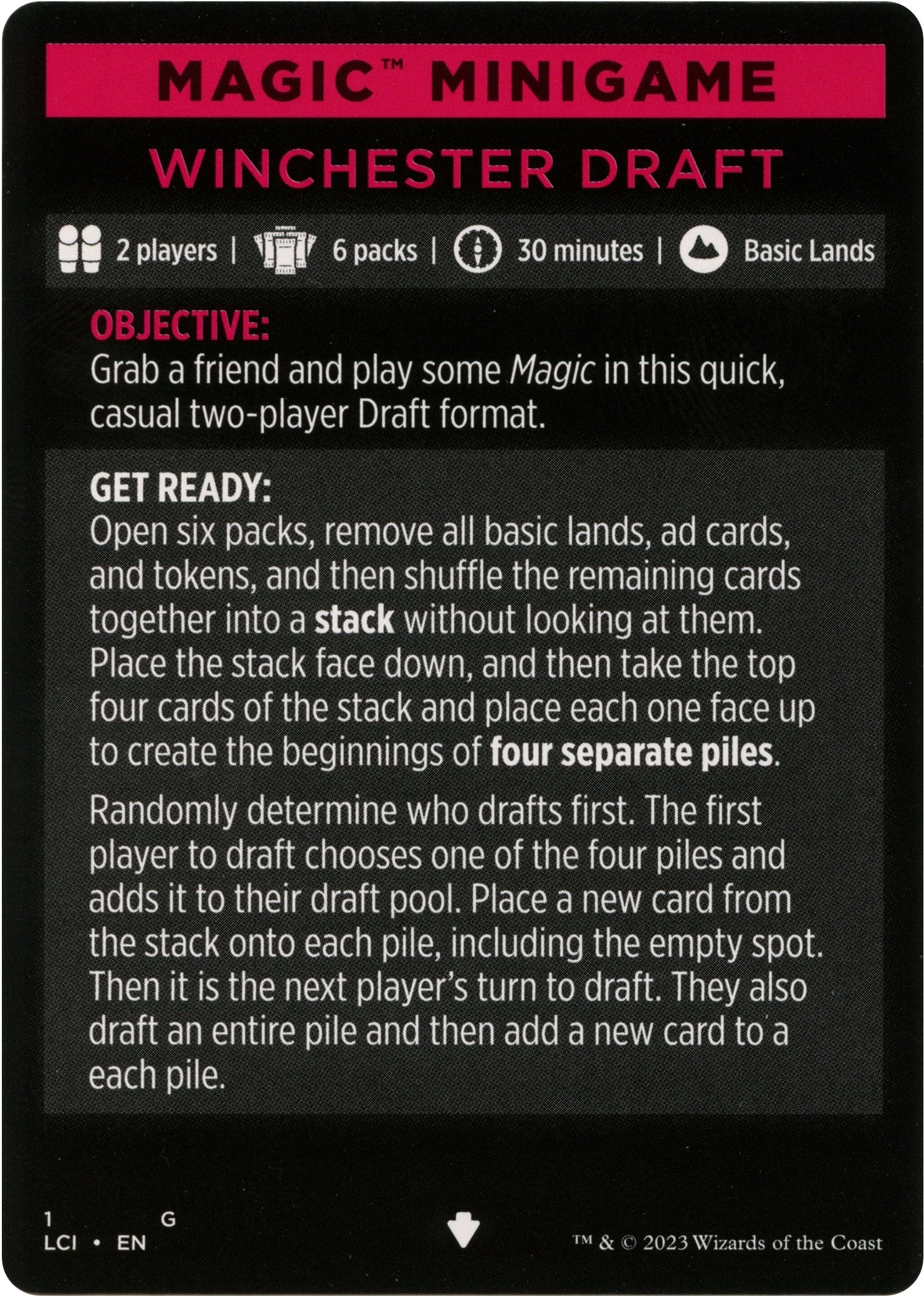 Winchester Draft (Magic Minigame) [The Lost Caverns of Ixalan Minigame] | Game Master's Emporium (The New GME)