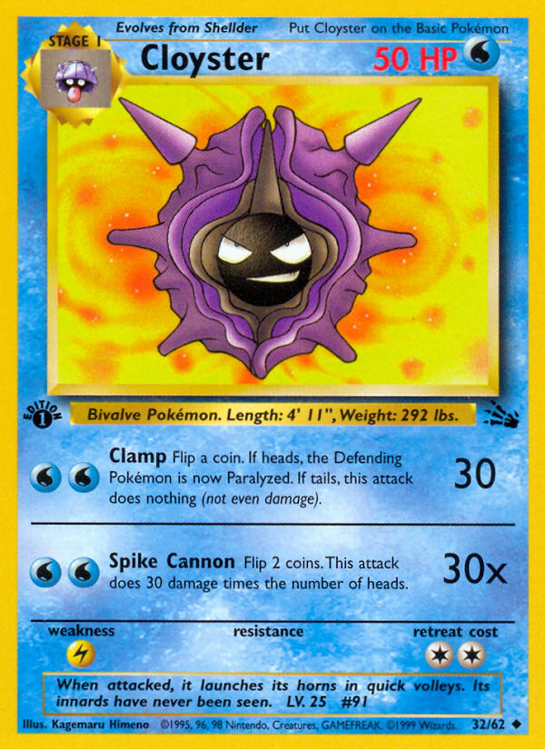 Cloyster (32/62) [Fossil 1st Edition] | Game Master's Emporium (The New GME)