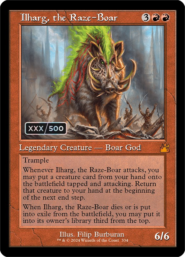 Ilharg, the Raze-Boar (Retro) (Serialized) [Ravnica Remastered] | Game Master's Emporium (The New GME)