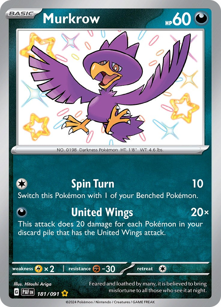 Murkrow (181/091) [Scarlet & Violet: Paldean Fates] | Game Master's Emporium (The New GME)