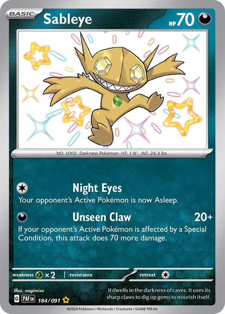 Sableye (184/091) [Scarlet & Violet: Paldean Fates] | Game Master's Emporium (The New GME)