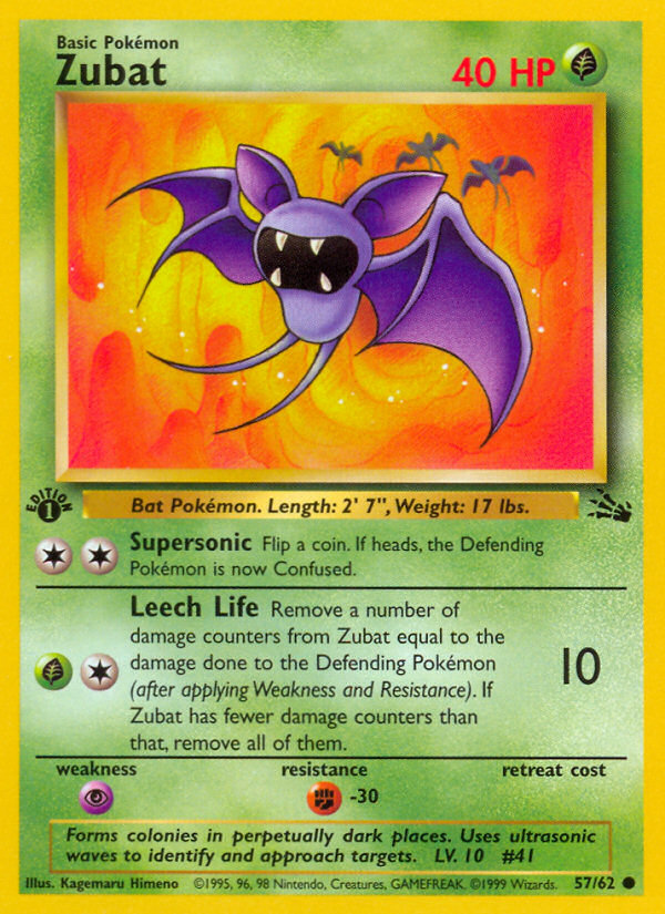 Zubat (57/62) [Fossil 1st Edition] | Game Master's Emporium (The New GME)